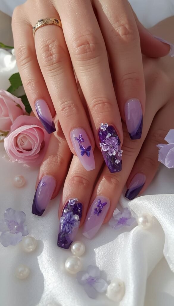 Purple Butterfly and 3D Nail Art — The Appointment Piece