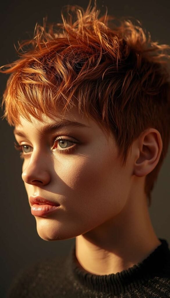 Razored Copper Shaggy Pixie Mullet