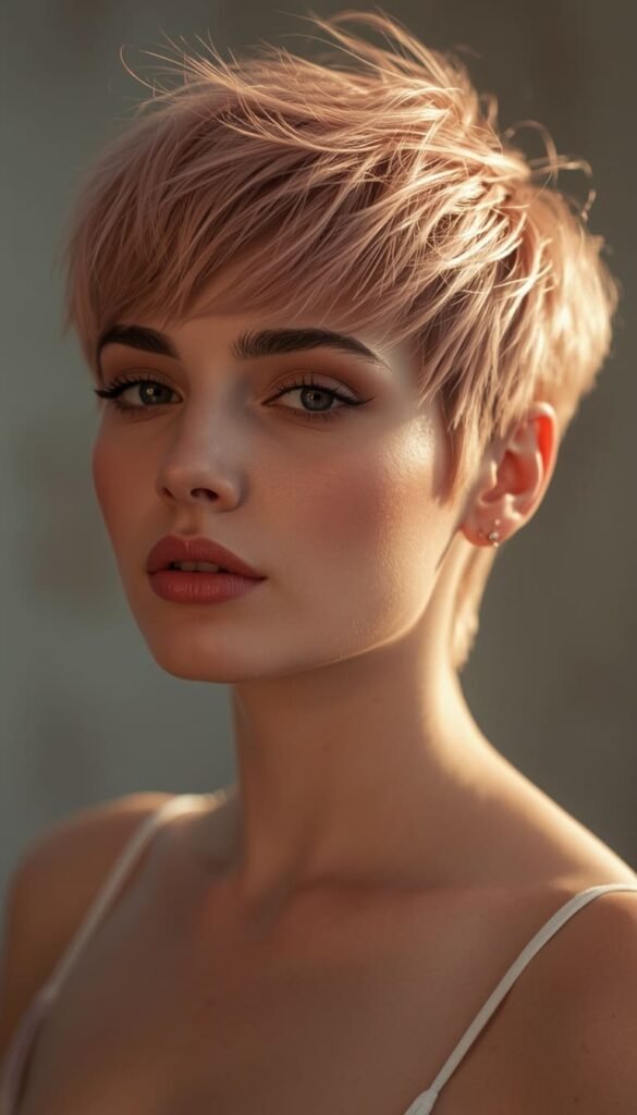  Rose Gold Choppy Pixie Mullet