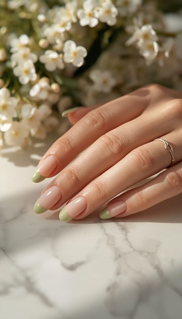  Sage Green French Tip