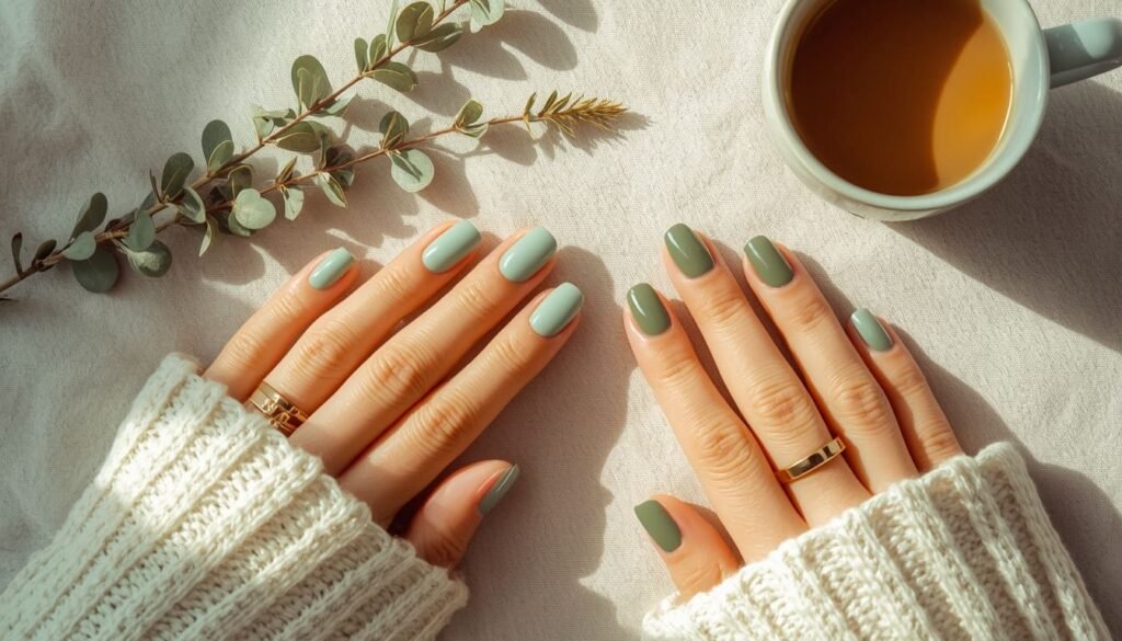 Sage Green Spring Nails