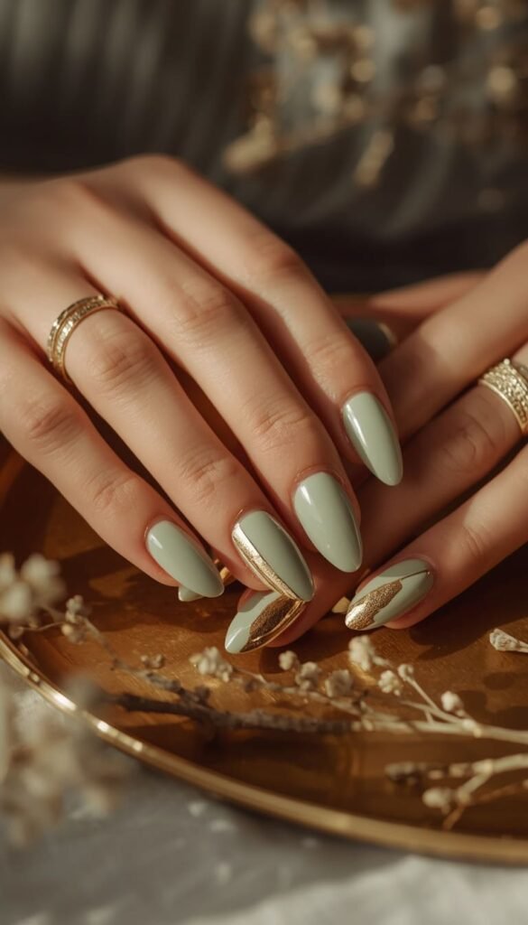 Sage Green with Gold Accents