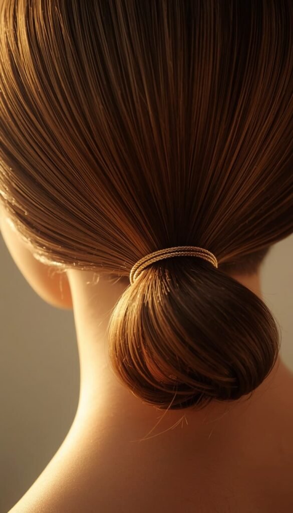 Sleek Low Ponytail with Wrapped Cord Trick