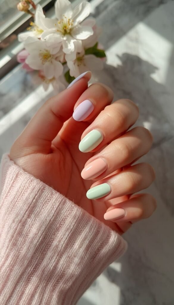 Soft Pastel Skittles Mani