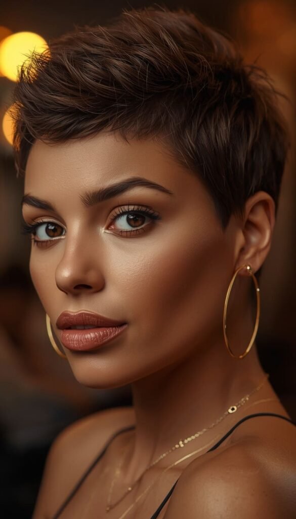 Textured Pixie With Statement Earrings