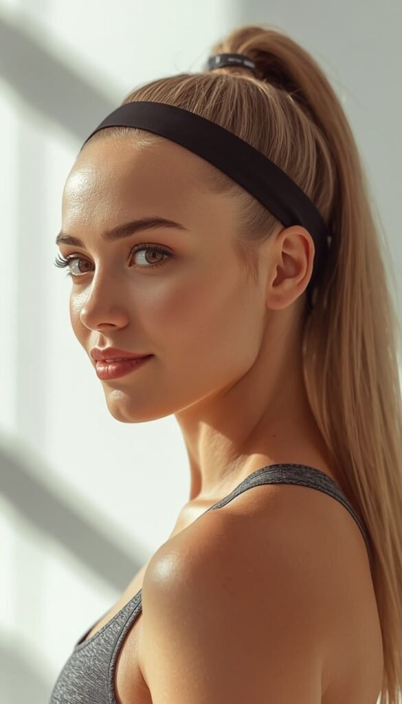 The High Ponytail With a Thin Headband — Sporty Yet Chic