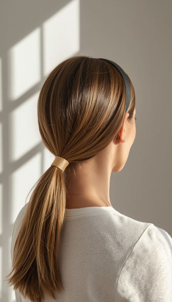 The Low Ponytail With a Padded Headband — Effortless Office Style