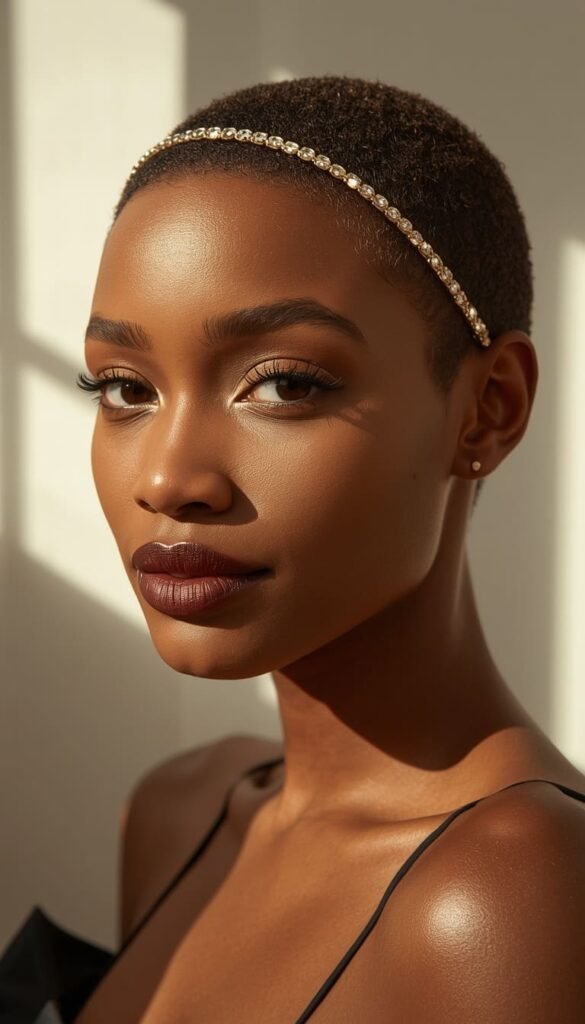 The Pixie Cut With a Jeweled Headband — Short Hair Big Statement