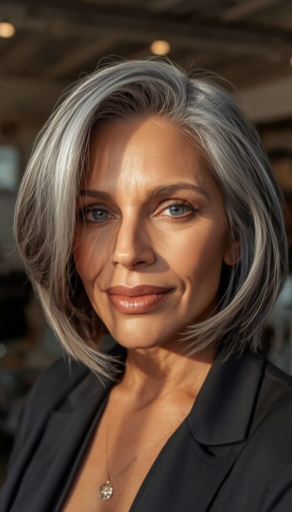 The Salt and Pepper Razored Bob