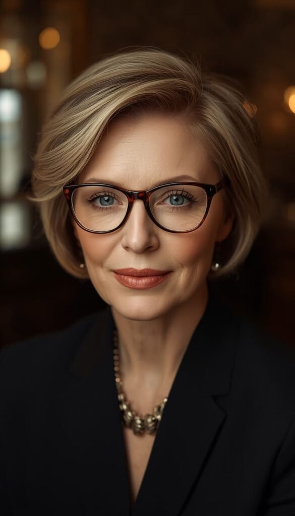 The Short Layered Cut for Women with Glasses