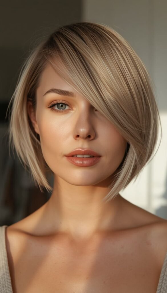 The Side Swept Bob with Face Framing Layers