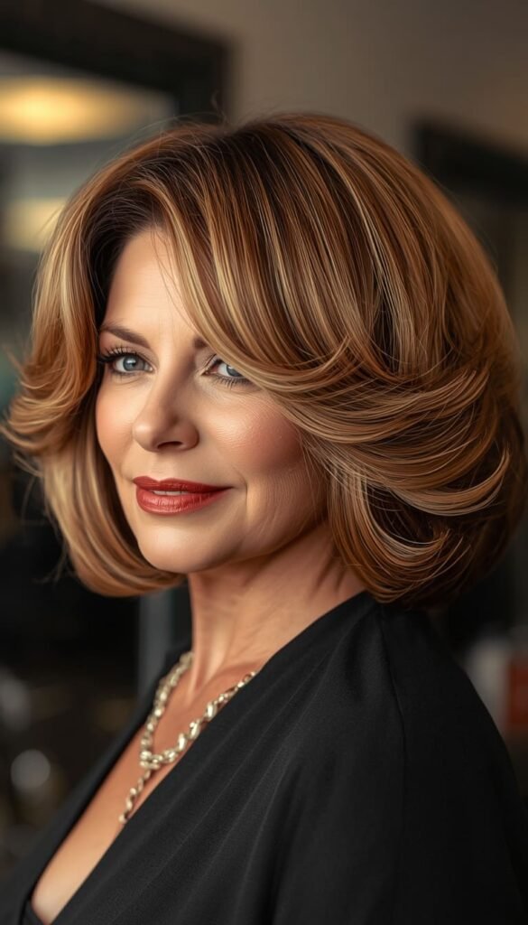 The Voluminous Layered Bob with Money Piece