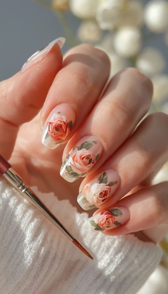 Watercolor Floral Nails