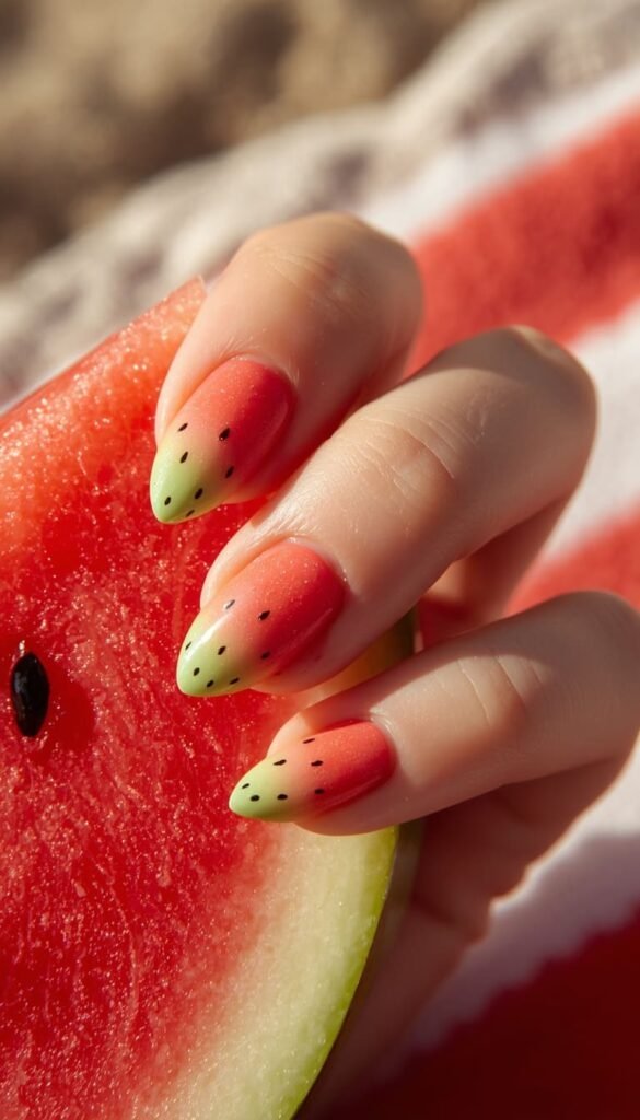 Watermelon Ombre Nails — Cute Summer Nails That Belong on a Beach Towel