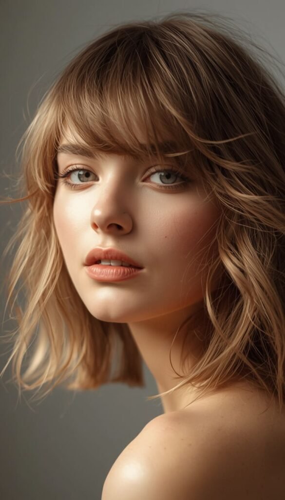 Wispy Bangs on Medium Layered Hair