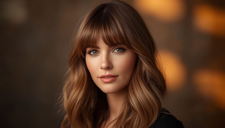 layered hair with bangs