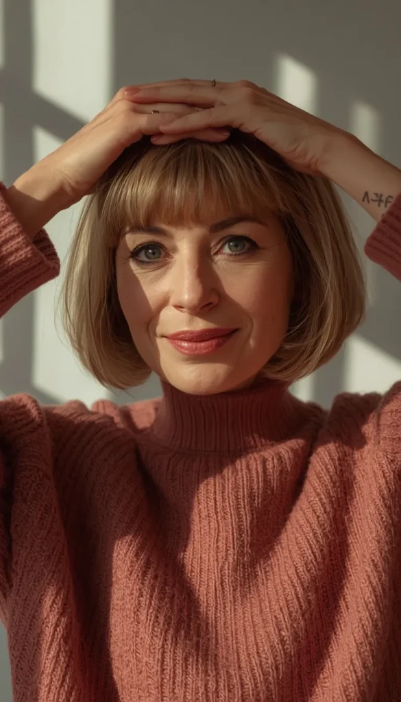 Chin Length Bob With Bangs