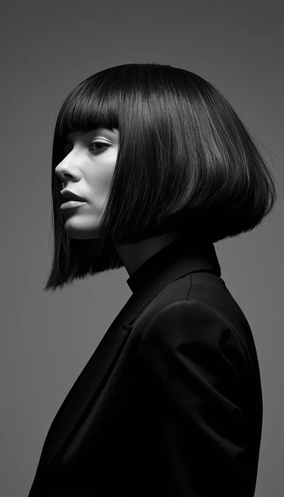 Asymmetrical Bob with Side Swept Bangs