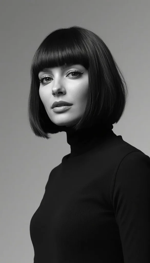 Blunt Bangs Paired with a Classic Bob