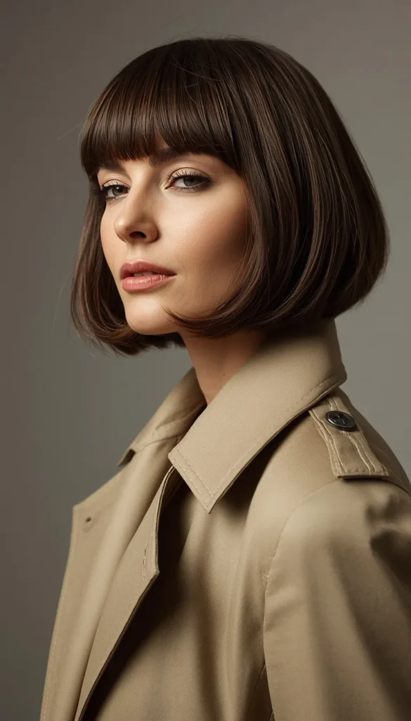 Chin Length French Bob with Blunt Fringe