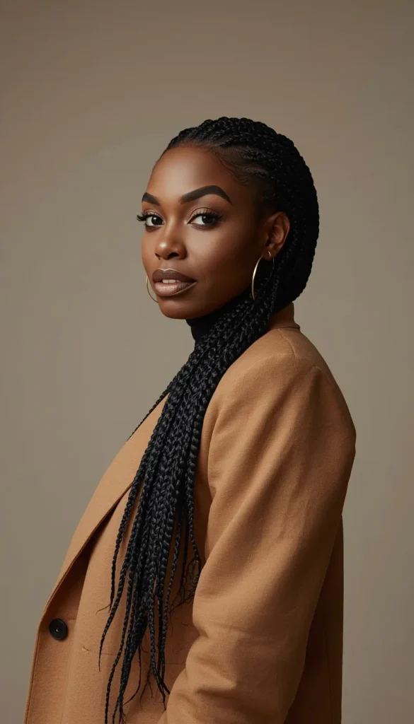 Classic Box Braids at Shoulder Length