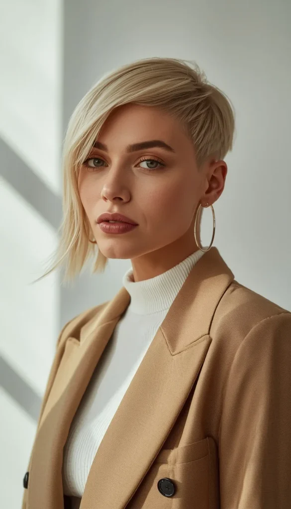 Classy Undercut Pixie With Long Bangs For Women Over 50