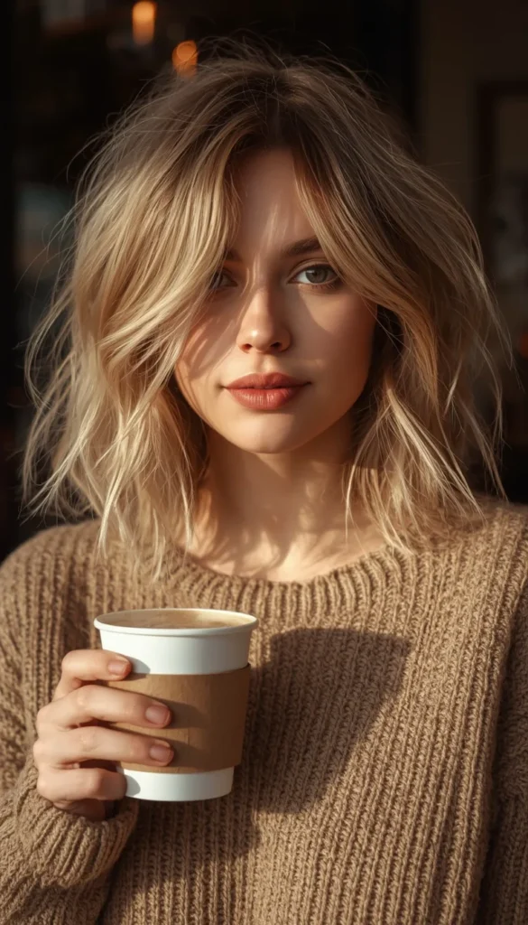 Face Framing Shag with Minimal Fringe