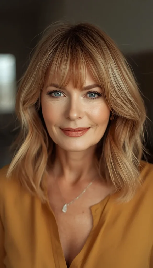 Layered Hairstyles for Women Over 60 with Bangs