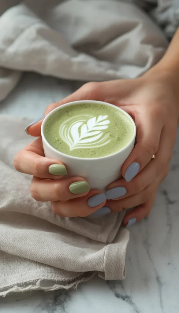 Matcha Green and Foggy Blue