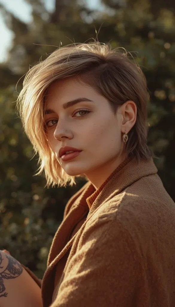 Shaggy Layered Pixie With Long Side Swept Bangs