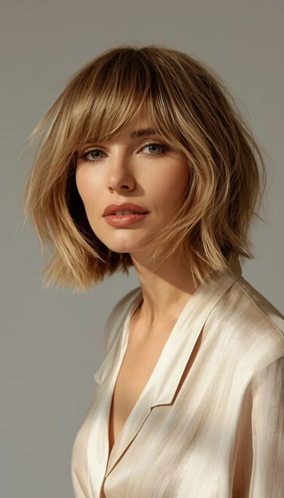Shoulder Length Bob with Piecey Bangs