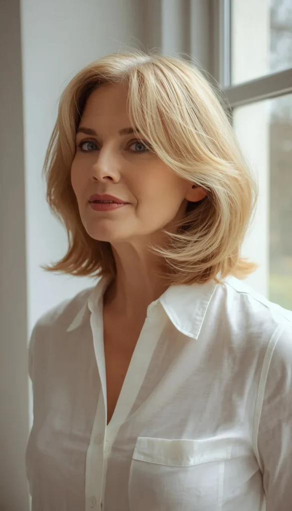 Shoulder Length Layered Hairstyles for Women Over 60