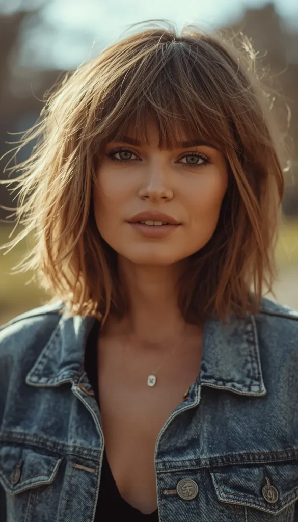 Shoulder Length Shag with Feathered Bangs