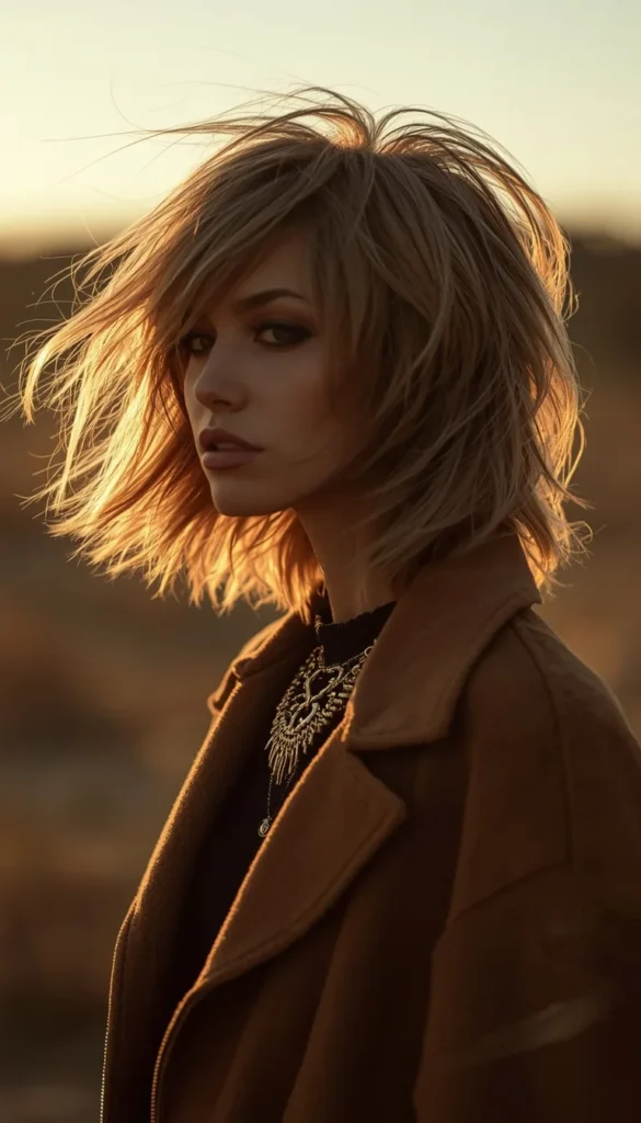 Textured Shoulder Length Wolf Cut