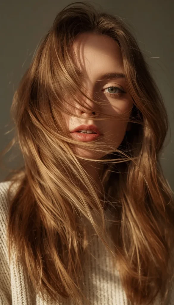 Wispy Curtain Bangs with Long Layers