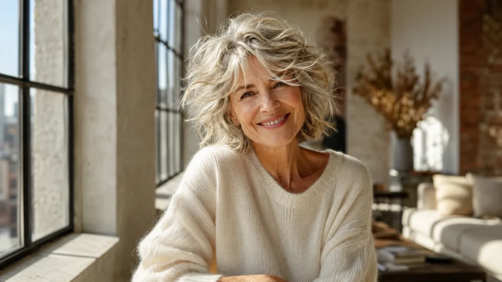 Messy MediumLength Hairstyles for Women Over 60