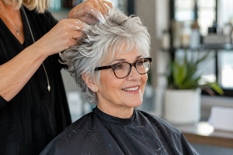 Messy Haircuts for Women Over 60 With Stylish Bangs
