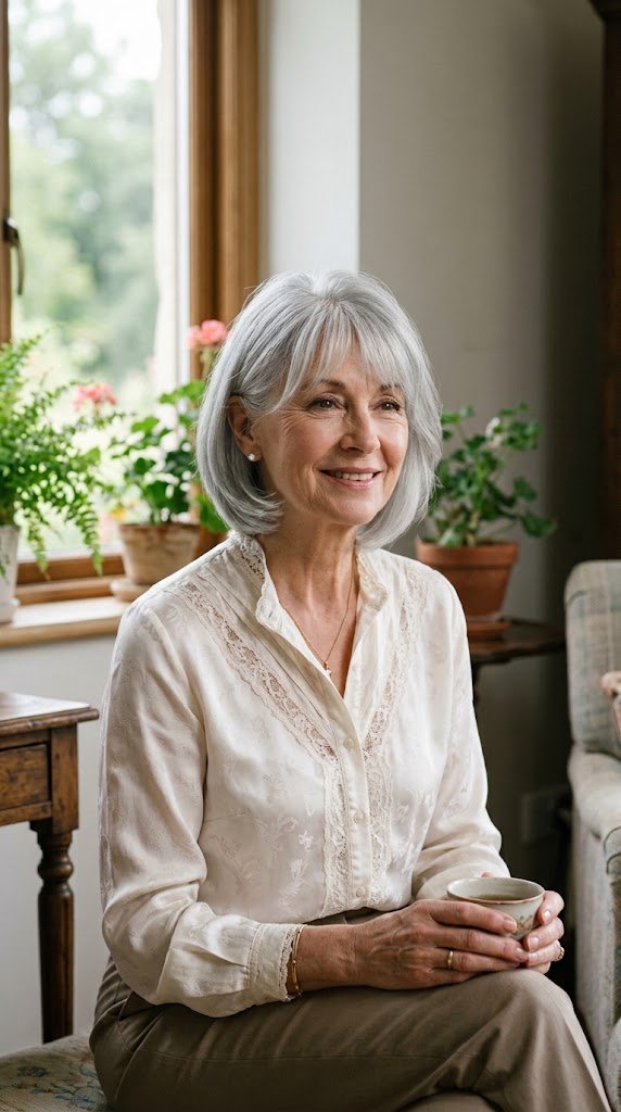  A Line Bob with Curtain Bangs