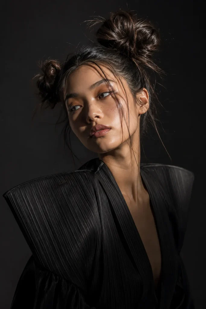 Asymmetrical Editorial Space Buns