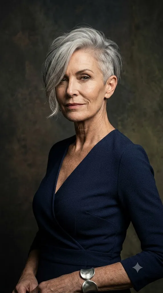 Asymmetrical Long Pixie for Round Faces