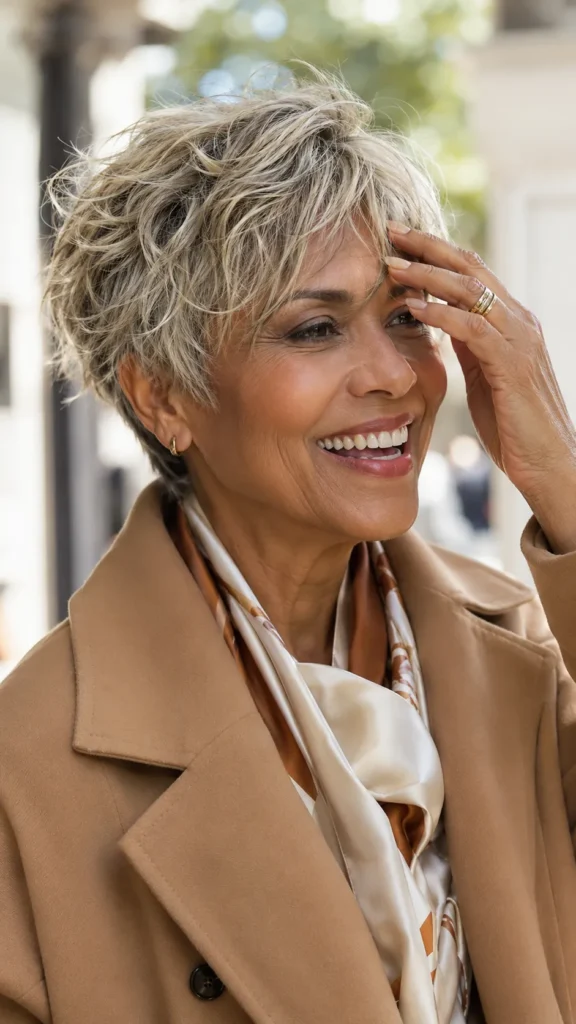 Choppy Textured Pixie with Side Swept Bangs