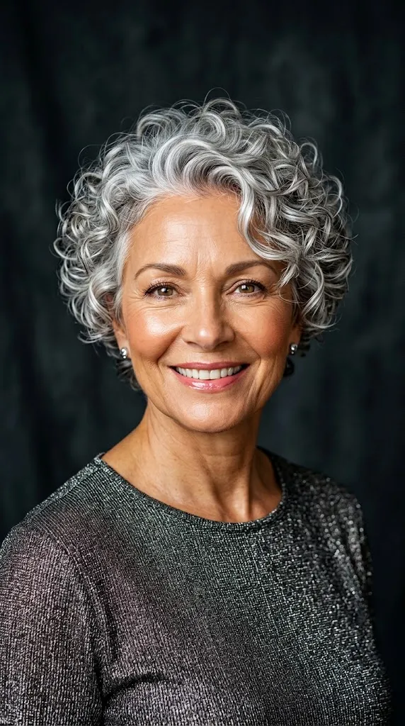 Curly Pixie with Silver Highlight Veils