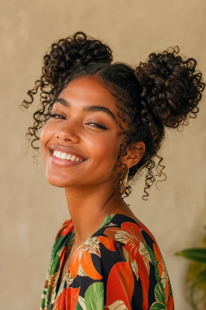 Curly and Coily Space Buns