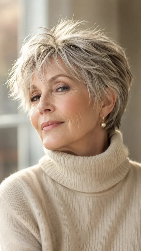Feathered Crown Pixie for Thinning Hair
