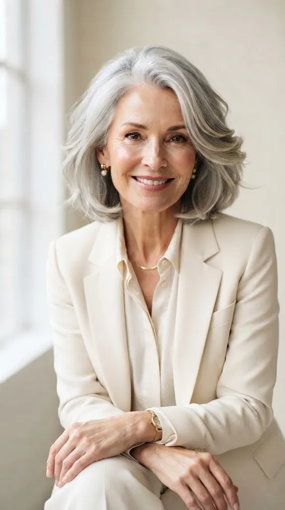 Gray and Silver Bobs on Round Faces Over 60