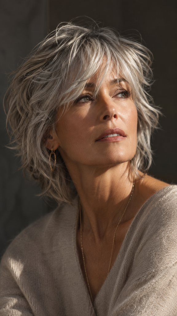 Gray and Silver Hair and Choppy Texture
