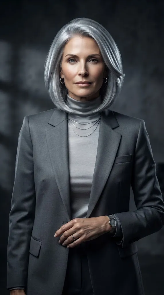  Gray or Silver Inverted Bob