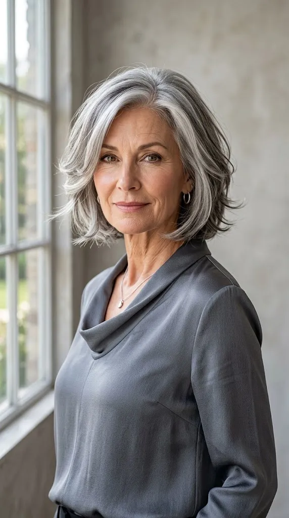  Layered Bob for Gray or Silver Hair That Looks Intentional
