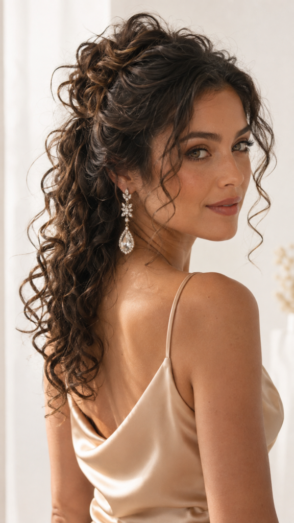 Messy Curly Updo or Half Up Style