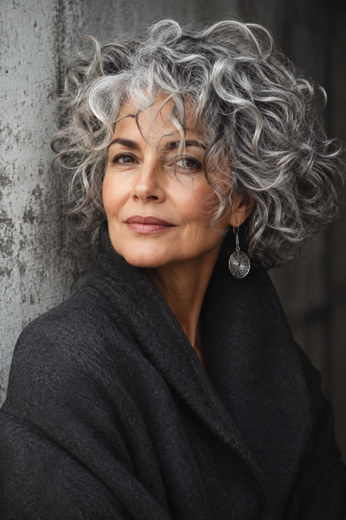 Salt and Pepper Messy Curls, Working With Your Gray